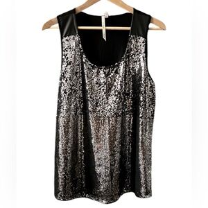 ⭐️3 for $10 LAST CHANCE Bellatrix silver sequin mixed media tank top L